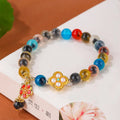 Handmade Sugar Heart Agate bracelet with adjustable cord in ethnic retro style