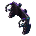 Black multi-function gamepad controller with phone holder and trigger buttons for mobile gaming.
