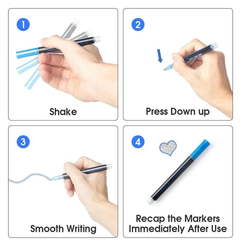 Double line signature highlighter pen with eight colour refills in PET box packaging