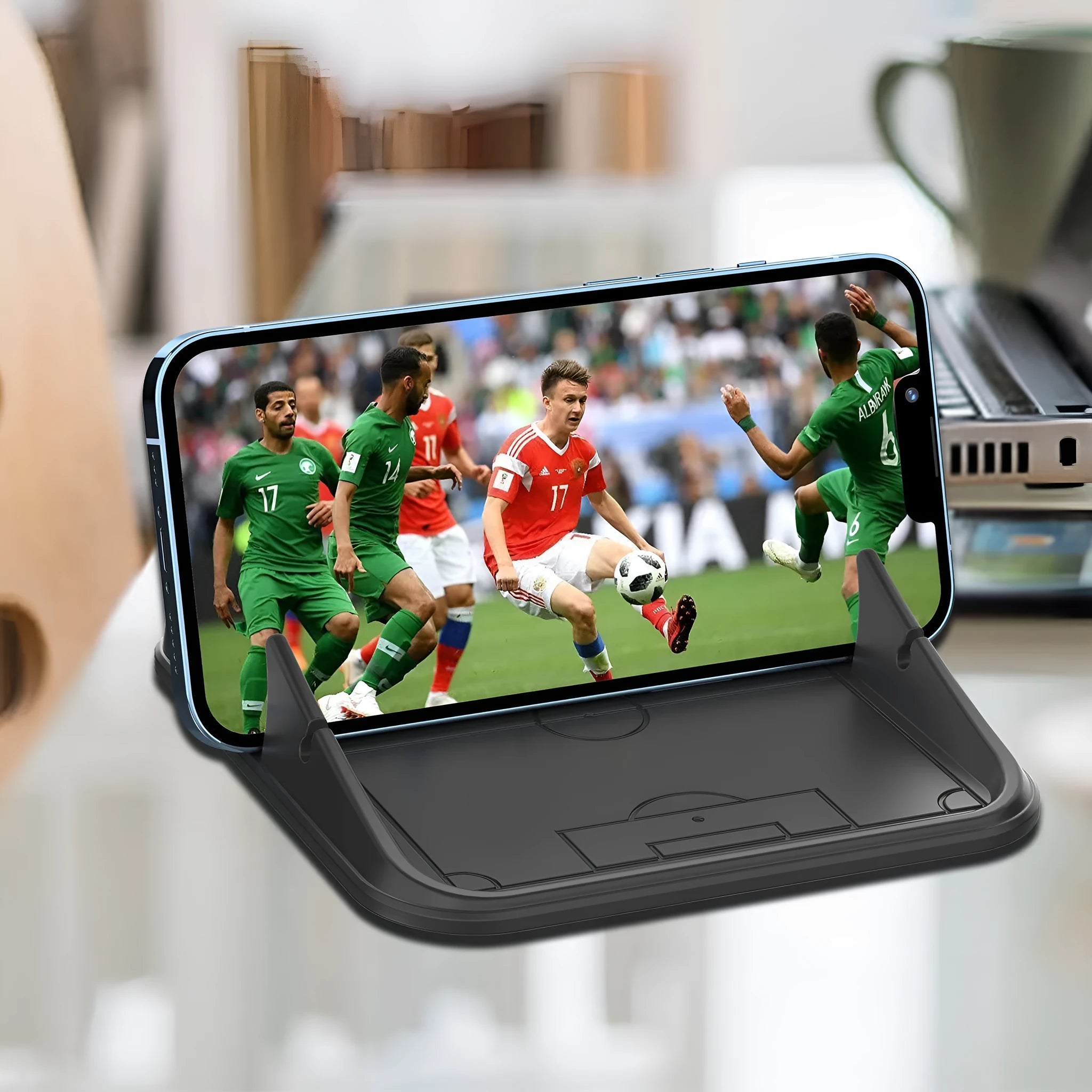 Silicone automobile phone holder in Peak-X5 colour for car and desktop mounting