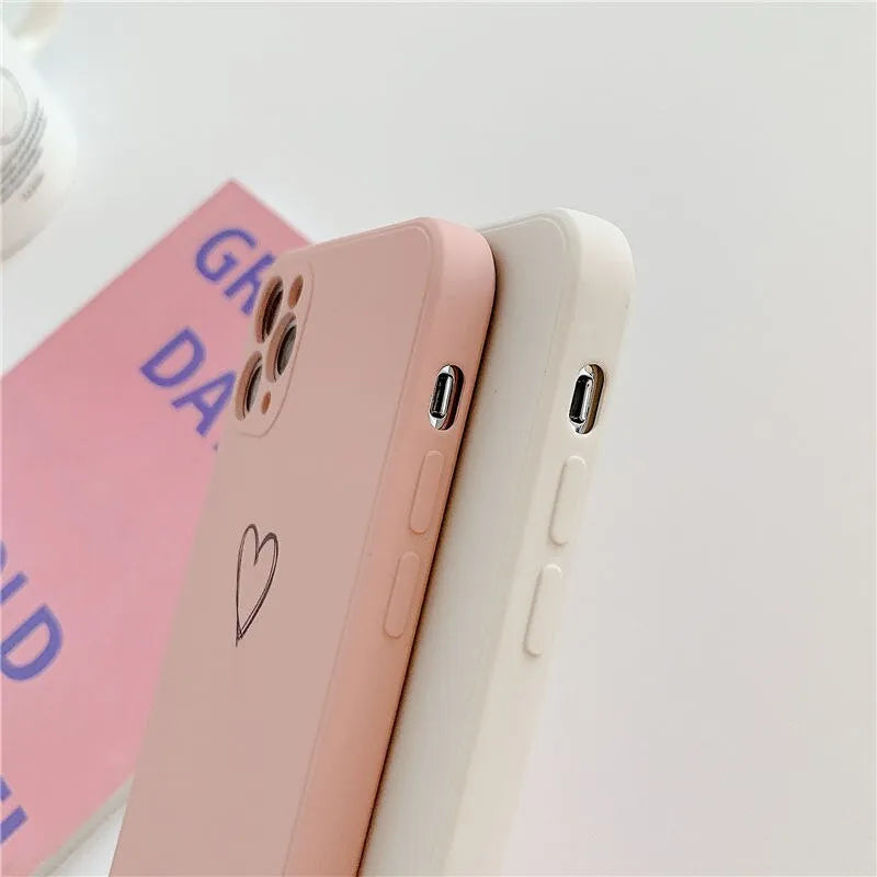 Silicone TPU phone case for Apple iPhone in solid colour options including black, green, pink, purple, red, and white.