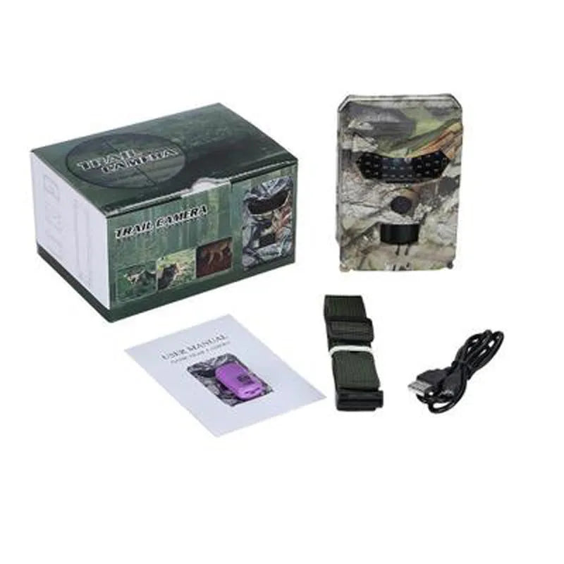 Camouflage JPEG trail wildlife camera with 20MP resolution and infrared night vision LEDs