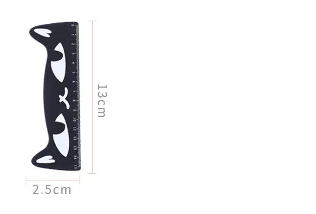 Kawaii 15cm wooden ruler shaped like a cat in candy colour black with centimetre markings