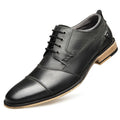 Men's leather lace-up casual shoes black cowhide upper rubber sole side view
