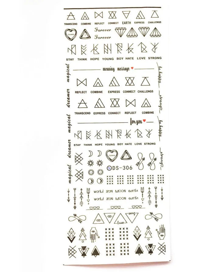 Geometric DIY art nail polish stickers in colour DC306, self-adhesive nail wraps for creative manicure