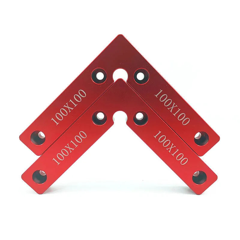 Aluminium alloy right angle woodworking positioning block for jigsaw clamping.