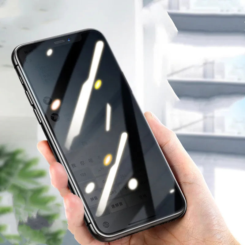 9D tempered glass privacy screen protector for Apple iPhone models with anti-reflective coating
