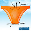 Seamless low waist women's briefs in Ice Silk fabric, shown in multiple colours including black, white, and purple.