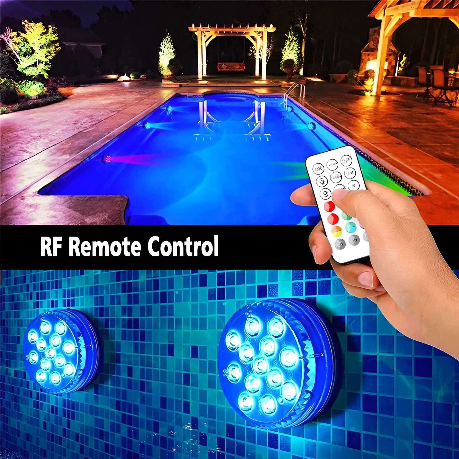 Remote control colour changing LED diving light with IP68 waterproof rating for garden ponds