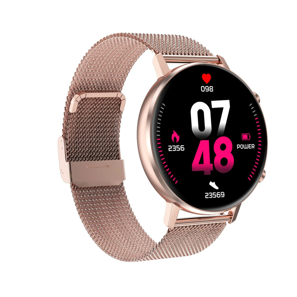 DT96 smart bracelet fitness tracker with steel strap and 1.3 inch screen display