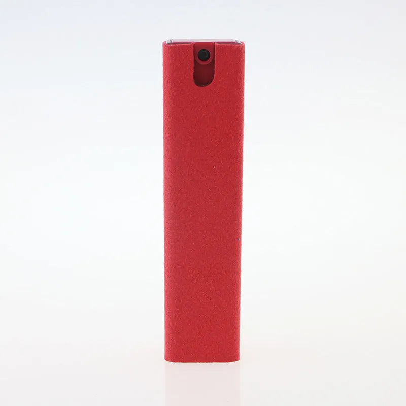 2-in-1 screen cleaner kit with spray bottle and microfiber cloth in pink and grey for phone and computer screens