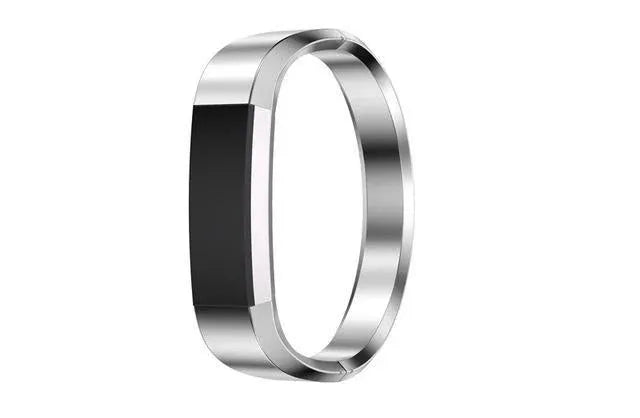 Stainless steel replacement bracelet for Fitbit Alta smartwatch in silver colour with deployment buckle