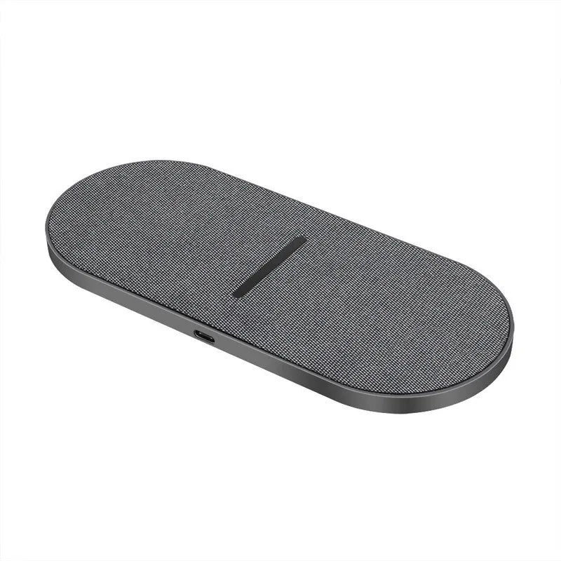 Black 10W wireless charger pair with Type-C and USB ports for dual device charging