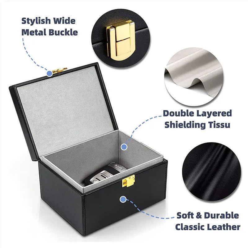 Carbon fibre anti-theft shielding box and two key wallets with nano signal blocking lining