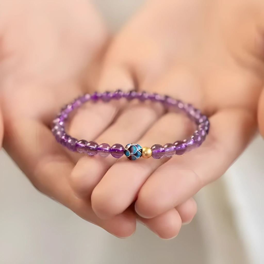 Nine purple lotus bracelet with Chinese retro design and adjustable wristband