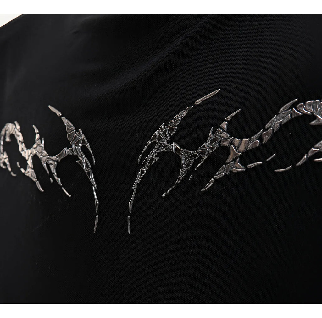 Man wearing a black slim fit long sleeve ice-feel top made from polyester and spandex blend.