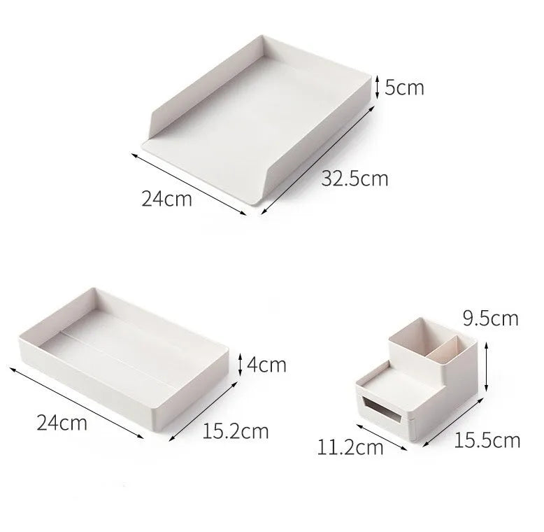 White PP plastic A4 paper document case storage box with drawer style and multiple size options
