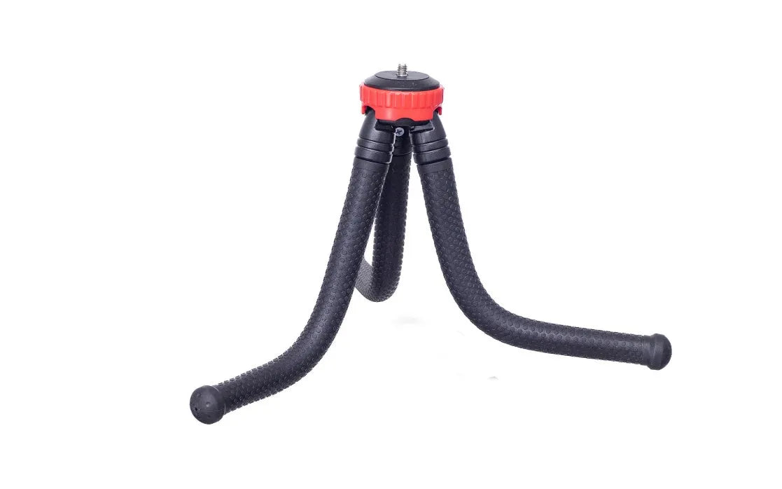 Black octopus tripod with flexible rubber legs and a spherical gimbal head, extended to 30cm.
