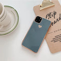 Solid colour TPU luxury plating love phone case for iPhone in blue, shown on a phone.