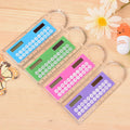 Ultra-thin transparent solar mini calculator with ruler and magnifier, 8-digit display, 12.7 cm long