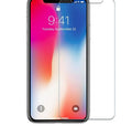 Pack of three transparent tempered glass screen protectors for iPhone models.