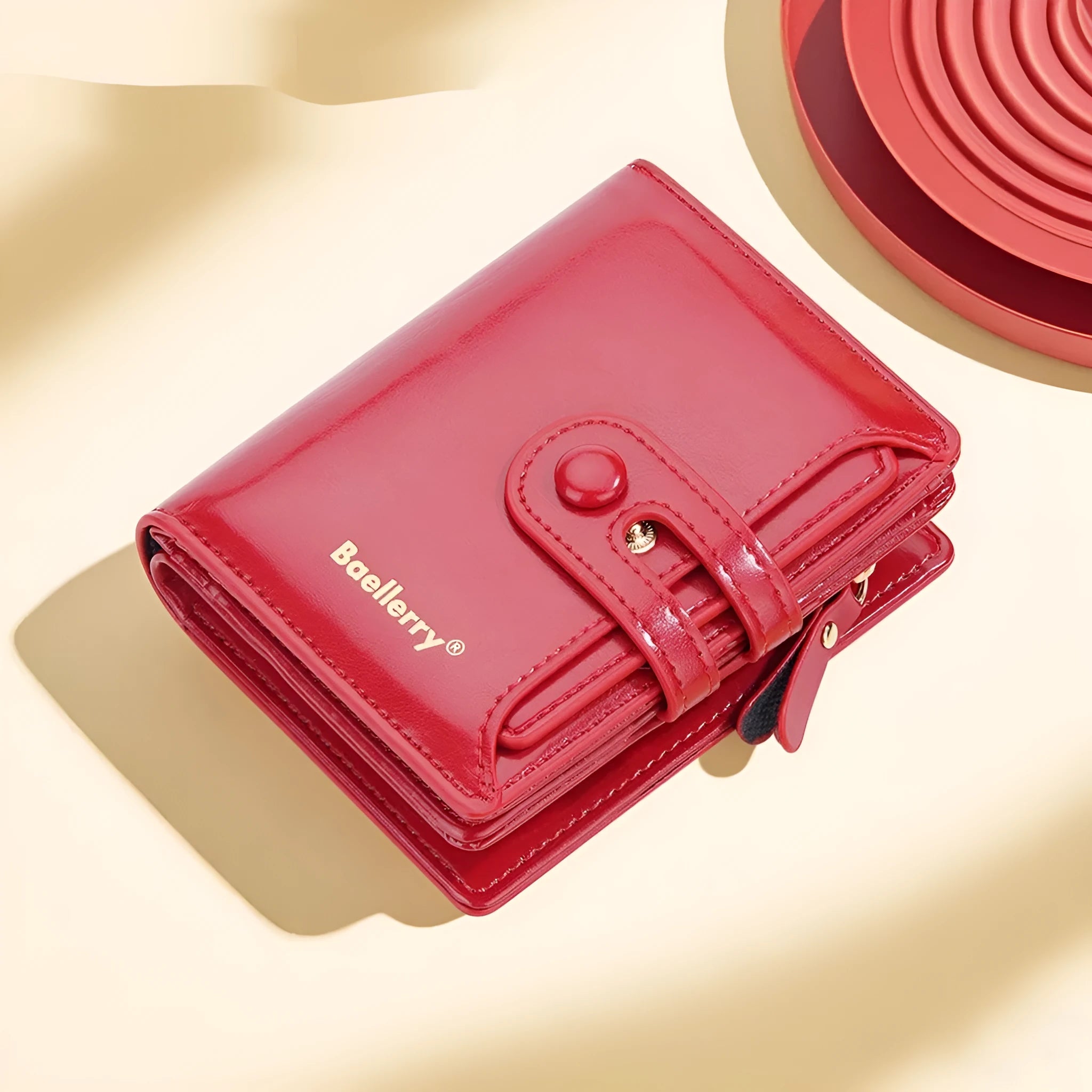 Women's PU leather card holder wallet in multiple colours showing compact design and card slots.