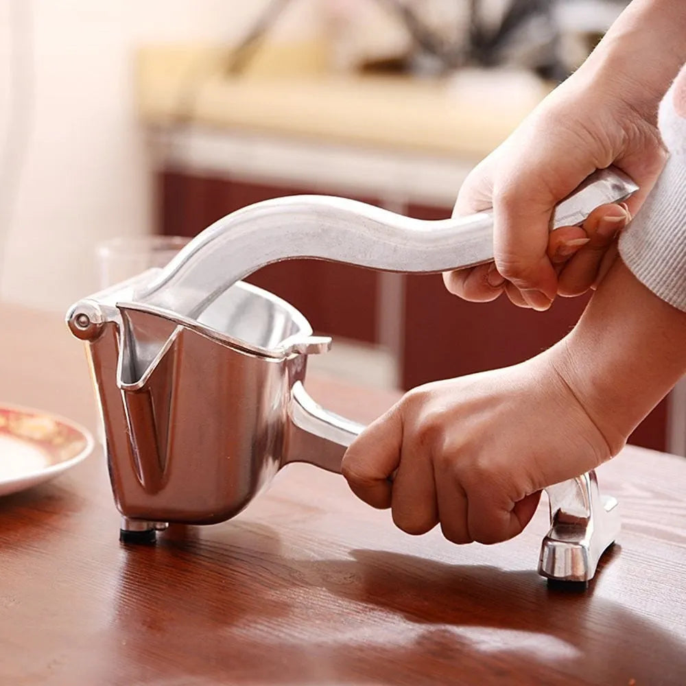 Silver heavy duty aluminium and steel lemon squeezer with large bowl