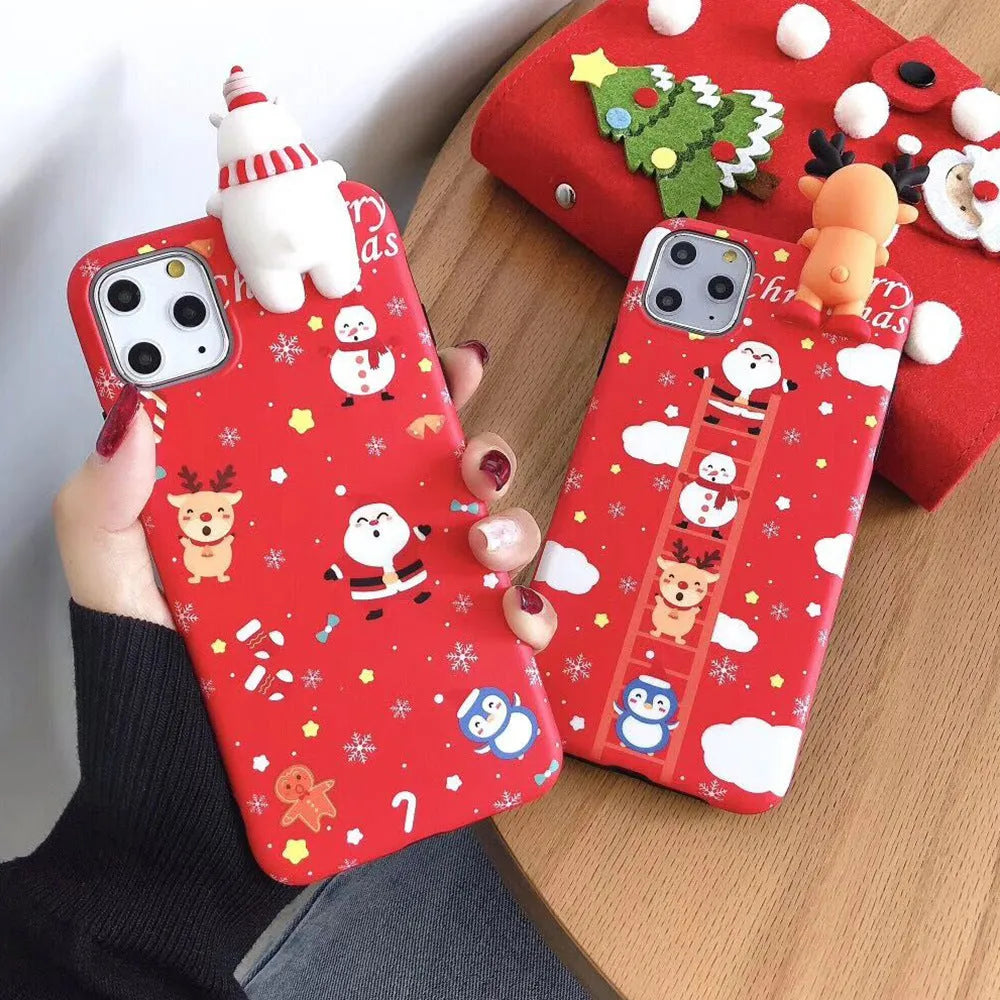 Christmas-themed silicone iPhone case showing holiday design on back cover