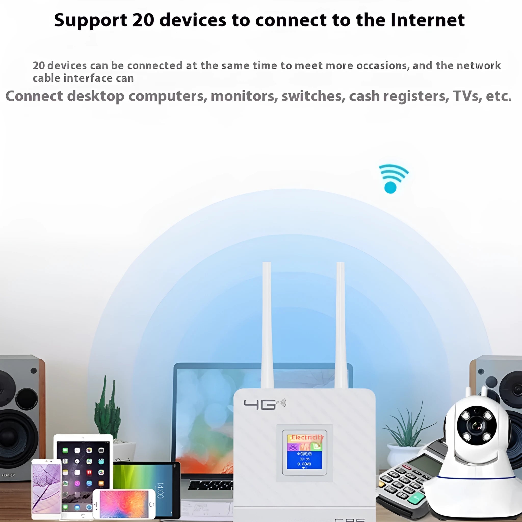 LTE router with two external antennas for home office connectivity