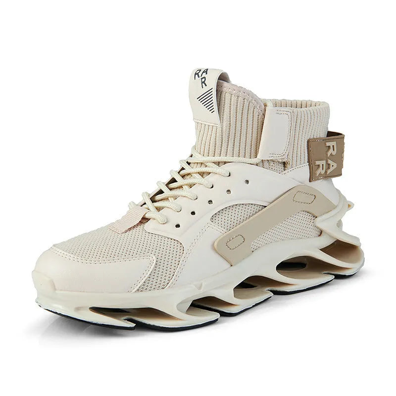 Large size blade warrior shoe for men in beige colour with microfiber upper and rubber TPU sole