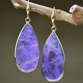 Vintage tigereye long water drop earrings in retro style with stone materials