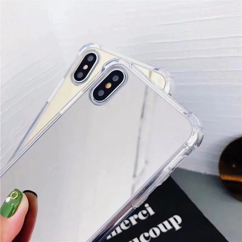 Mirror-finish TPU protective case for iPhone on a table.
