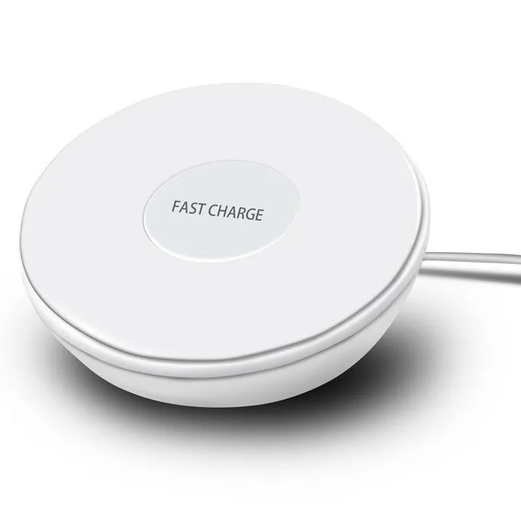 White wireless charger with digital clock display, alarm function and night light for QI smartphones