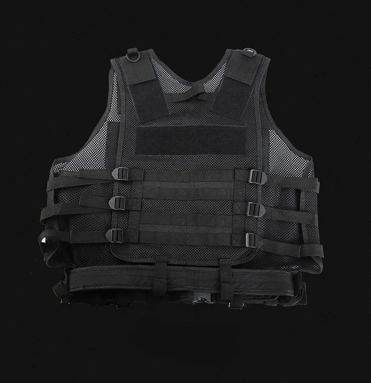 Men's nylon camouflage tactical vest with magic tape and buckle straps, 50x60cm, one size, outdoor adventure gear