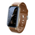 Call Bracelet smart wearable in black, blue, or coffee colour with heart rate monitor display