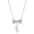 S925 sterling silver clavicle chain necklace with bow pendant on adjustable 40cm-45cm chain