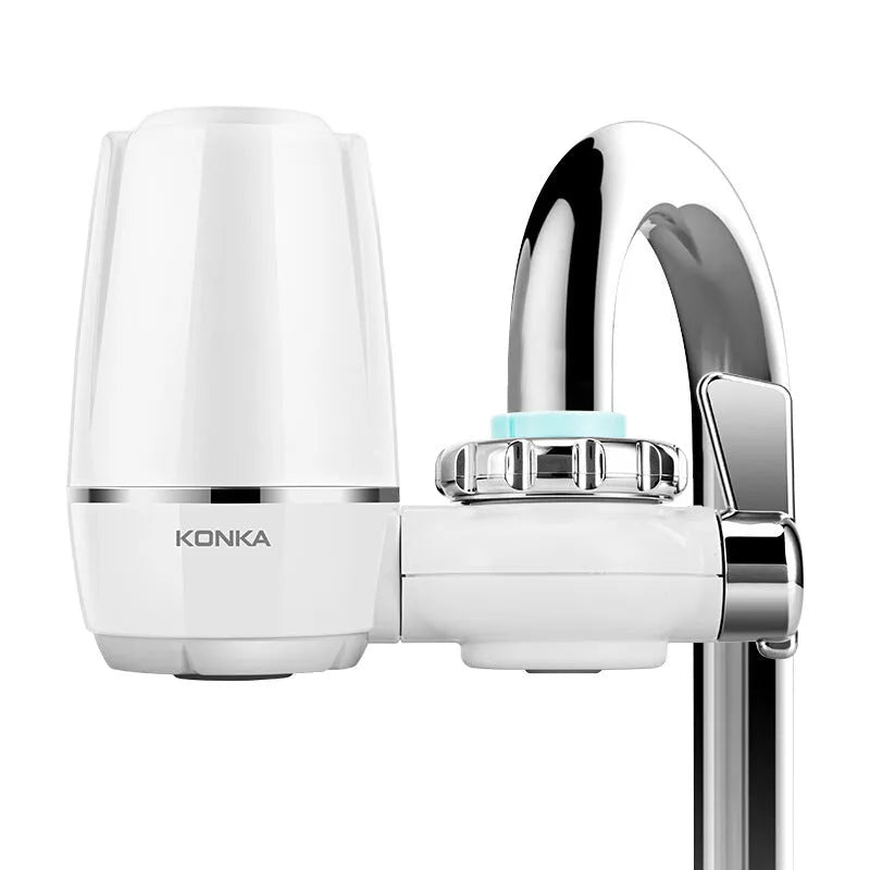 White kitchen faucet water filter with ceramic cartridge and universal tap adapters