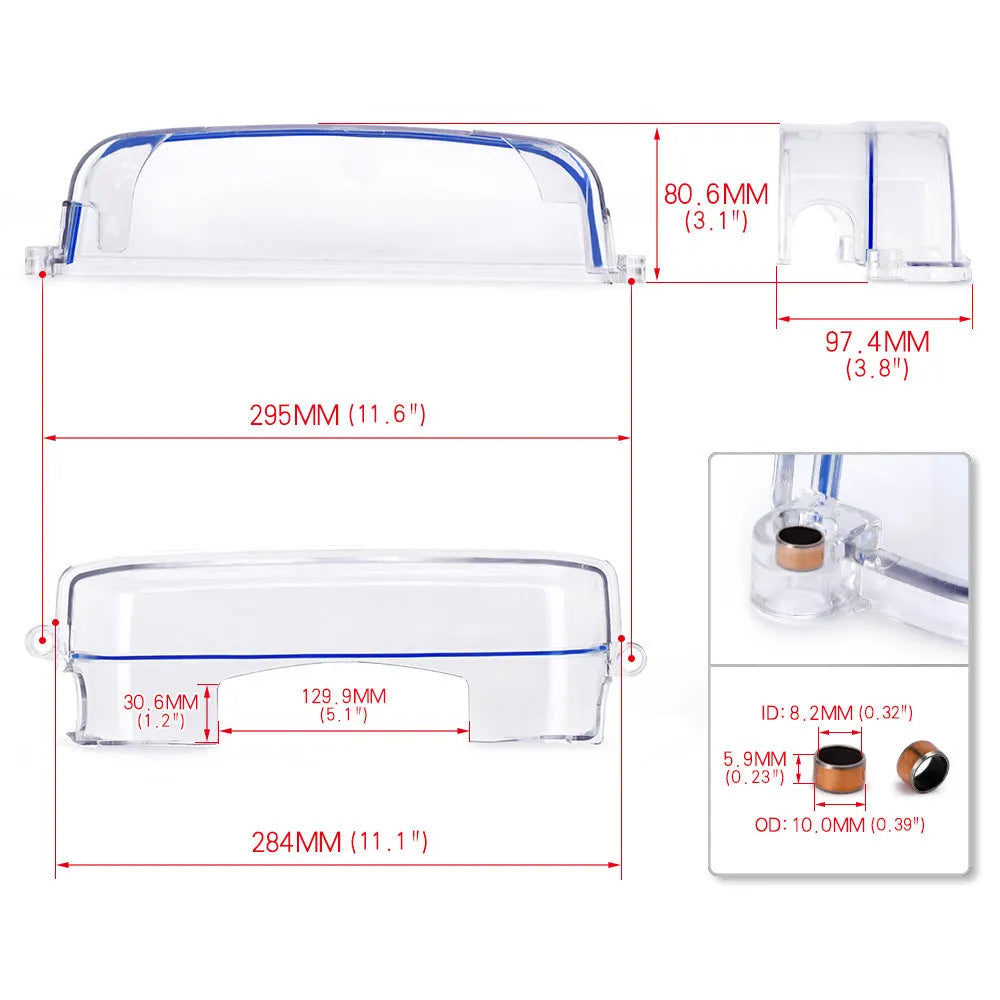 Clear plastic car gear selector cover for Lexus and Toyota vehicle models.