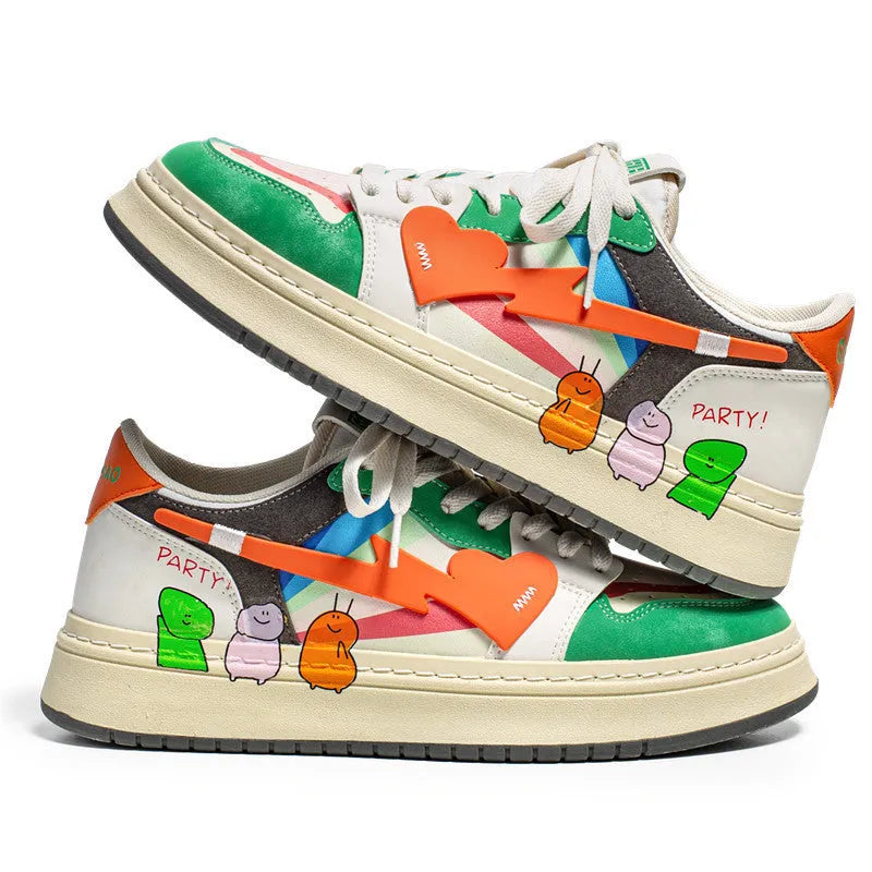 Casual lace-up sneakers in simple plain style with wear-resistant construction