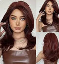 Mid-length platinum gradient colour curly wig with long bangs in star fashion style