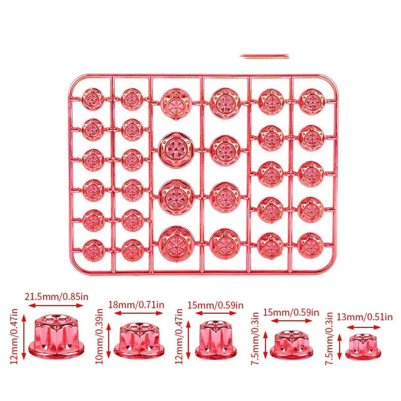 Motorcycle engine screw cover set with 30 ABS plastic caps in eight colour options