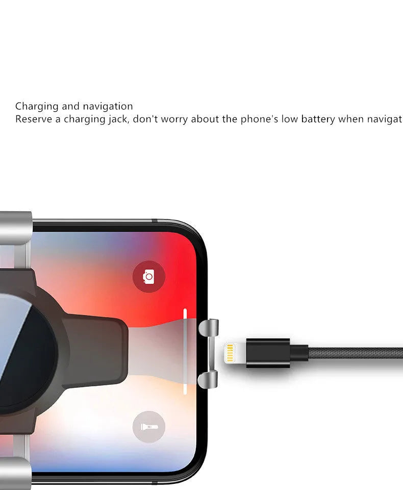 Black S4 gravity mirror ABS mobile phone bracket attached to car air conditioning vent holding smartphone