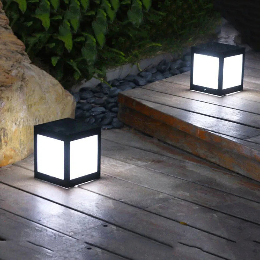 Solar-powered waterproof garden light in various styles for lawn or wall mounting.