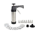 Stainless steel biscuit press machine with cookie moulds and pastry nozzles for baking