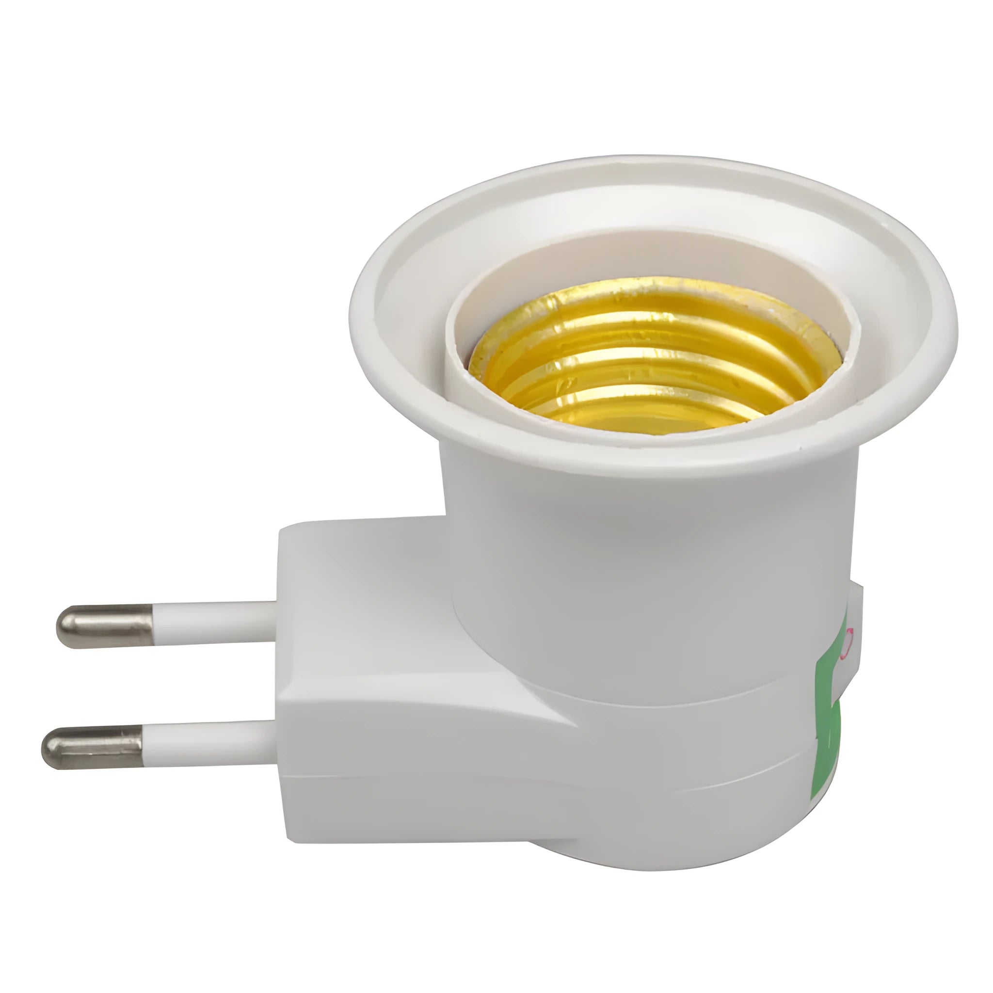 White E27 wall plug-in screw lamp holder with a built-in on/off switch.