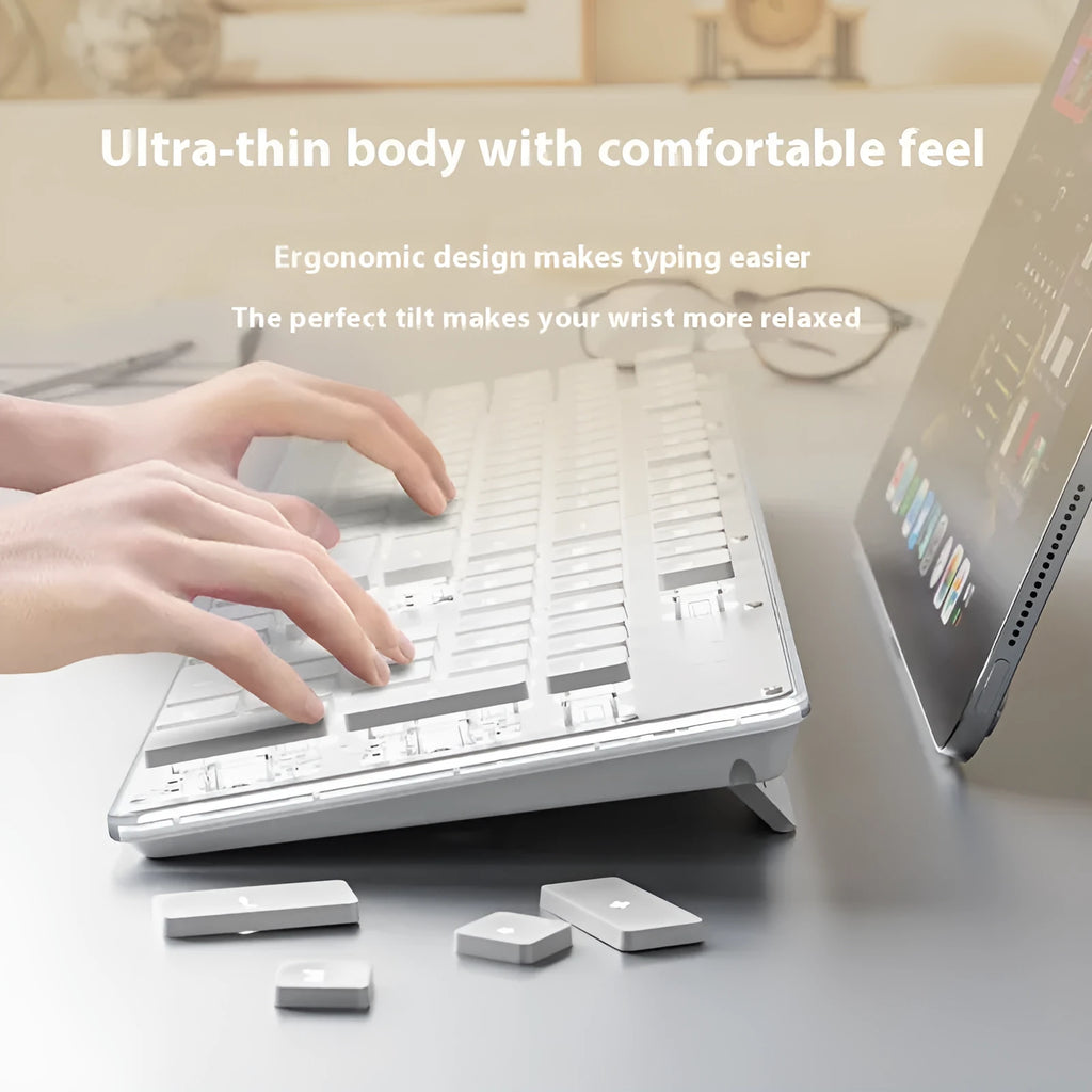 Wired mechanical feel keyboard with mute buttons showing 44cm length and ABS construction