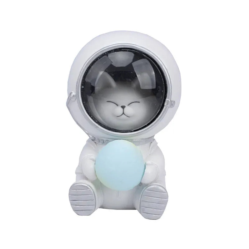 Resin animal night light in bear design with starry sky LED glow on a table.