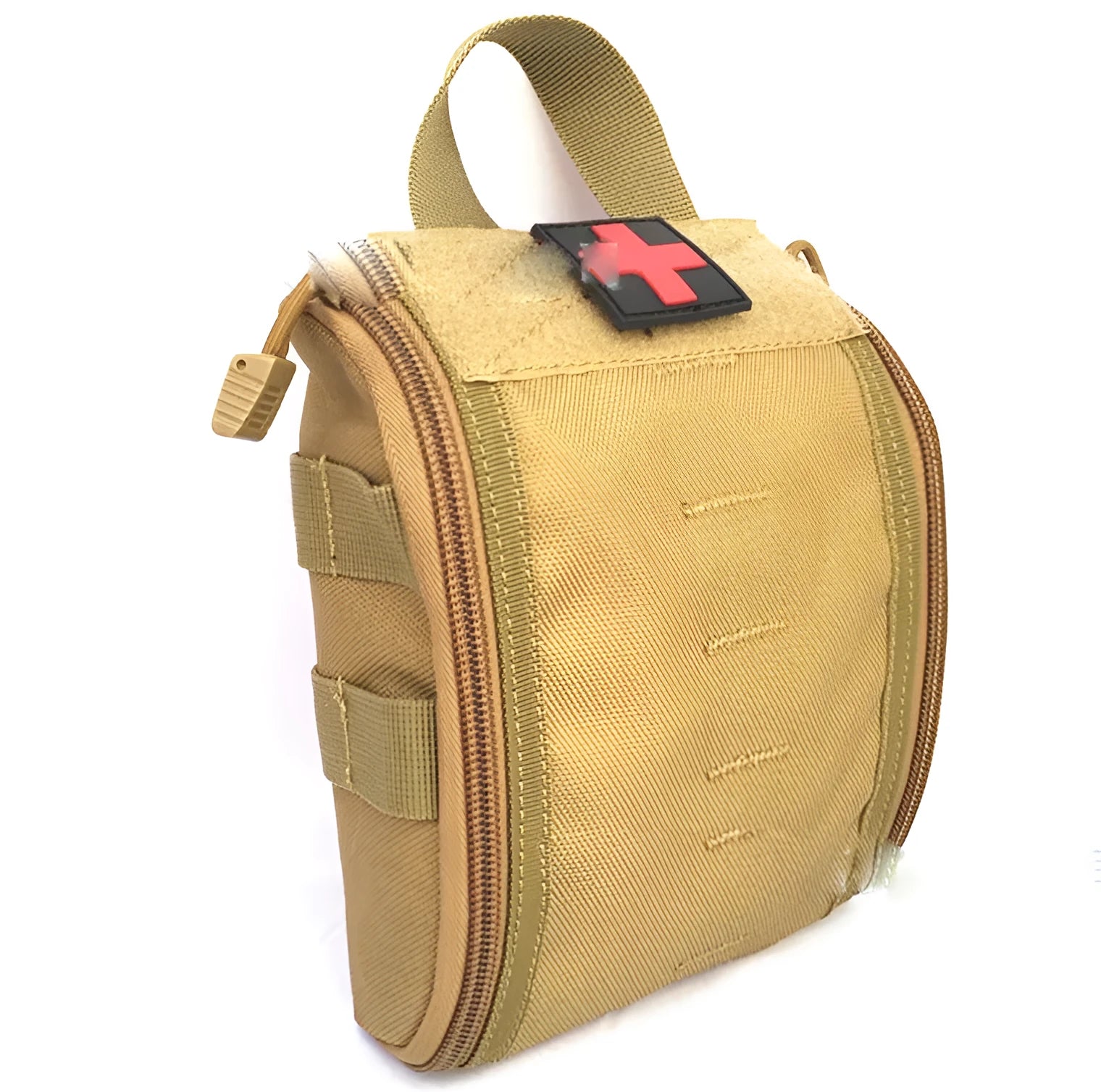 Tactical medical kit open showing first aid supplies for outdoor activities