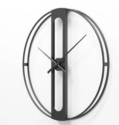 50cm round metal wall clock in black or gold finish on a wall
