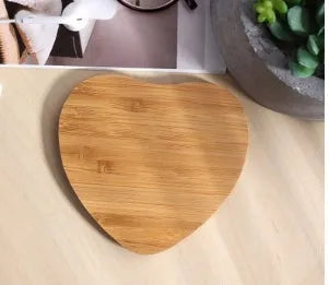 Natural heart shape bamboo wireless charger pad with Love style design and USB cable